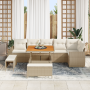 Juego de Sofá de Jardín de 9 Piezas con Cojines Beige Ratán Polipropileno Acacia de , Sofás de exterior - Ref: Foro24-3363836...