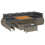 Conjunto de Sofá de Jardín de 9 Piezas con Cojines Gris Poliratán Acacia de , Sofás de exterior - Ref: Foro24-3363838, Precio...
