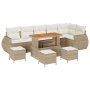 Juego de Sofás de Jardín de 10 Piezas con Cojines Beige Poliratán Acacia de , Sofás de exterior - Ref: Foro24-3363851, Precio...