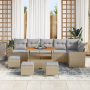 Juego de Sofá de Jardín de 10 Piezas con Cojines Beige Poliratán Acacia de , Sofás de exterior - Ref: Foro24-3363852, Precio:...