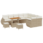 Juego de Sofá de Jardín de 12 Piezas con Cojines Beige Ratán Sintético Acacia de , Sofás de exterior - Ref: Foro24-3363866, P...