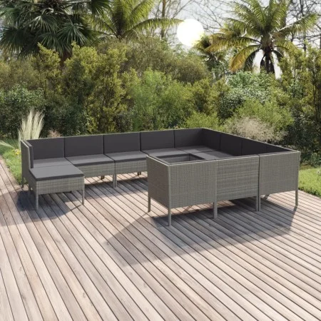 11-piece garden furniture set and gray synthetic rattan cushions by vidaXL, Garden sets - Ref: Foro24-3094510, Price: 908,29 ...