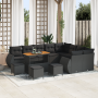 Conjunto de Sofá de Jardín de 13 Piezas con Cojines Negro Poliratán Acacia de , Sofás de exterior - Ref: Foro24-3363869, Prec...