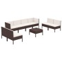 9-teiliges Gartenmöbel-Set und braune synthetische Rattankissen von vidaXL, Gartensets - Ref: Foro24-3094359, Preis: 685,27 €...