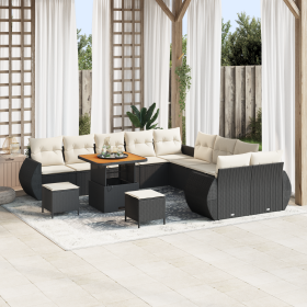 Juego de Sofá de Jardín de 13 Piezas con Cojines Negro Poliratán Acacia de , Sofás de exterior - Ref: Foro24-3363880, Precio:...