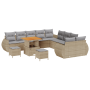 Juego de Sofás de Jardín de 13 piezas con Cojines Beige Poliratán Acacia de , Sofás de exterior - Ref: Foro24-3363882, Precio...