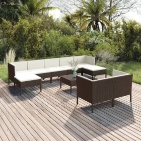 Garden furniture set 10 pieces and brown synthetic rattan cushions by vidaXL, Garden sets - Ref: Foro24-3094575, Price: 785,4...