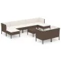 Set muebles de jardín 10 pzas y cojines ratán sintético marrón de vidaXL, Conjuntos de jardín - Ref: Foro24-3094575, Precio: ...