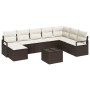 Conjunto de sofá de jardín 9 pcs Marrón Poliratán