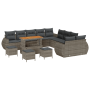 Conjunto de Sofá de Jardín de 14 Piezas con Cojines Gris de Poliratán Acacia | Foro24.es | Tu tienda online para hogar, jardín y más Foro24.es