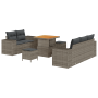 Conjunto de Sofá de Jardín de 8 Piezas con Cojines Gris Ratán Poliéster Acacia | Foro24.es | Tu tienda online para hogar, jardín y más Foro24.es