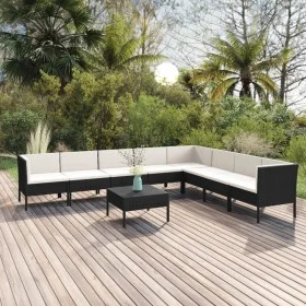 9-piece garden furniture set and black synthetic rattan cushions by vidaXL, Garden sets - Ref: Foro24-3094460, Price: 801,02 ...