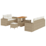Juego de Sofás de Jardín de 8 Piezas con Cojines Beige Poli Ratán Acacia de , Sofás de exterior - Ref: Foro24-3363901, Precio...