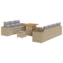 Conjunto de Sofás de Jardín de 10 Piezas con Cojines Beige Poliratán Acacia | Foro24.es | Tu tienda online para hogar, jardín y más Foro24.es