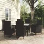 Juego de comedor de jardín 7 piezas ratán sintético negro de vidaXL, Conjuntos de jardín - Ref: Foro24-3094868, Precio: 532,5...