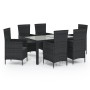 Juego de comedor de jardín 7 piezas ratán sintético negro de vidaXL, Conjuntos de jardín - Ref: Foro24-3094868, Precio: 555,6...
