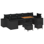 Conjunto de Sofá de Jardín de 10 Piezas con Cojines Negro de Ratán Poliéster Acacia de , Sofás de exterior - Ref: Foro24-3363...