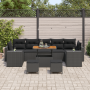 Conjunto de Sofá de Jardín de 10 Piezas con Cojines Negro de Ratán Poliéster Acacia de , Sofás de exterior - Ref: Foro24-3363...