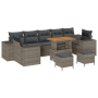 Conjunto de Sofás de Jardín de 10 piezas con cojines en gris Ratán Polietileno Acacia de , Sofás de exterior - Ref: Foro24-33...