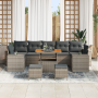 Conjunto de Sofás de Jardín de 10 piezas con cojines en gris Ratán Polietileno Acacia de , Sofás de exterior - Ref: Foro24-33...