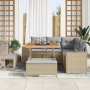 Set de sofá de jardín de 8 piezas con cojines beige de poliratán y acacia de , Sofás de exterior - Ref: Foro24-3363947, Preci...