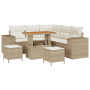 Juego de Sofá de Jardín de 8 Piezas con Cojines Beige Ratán Sintético Acacia de , Sofás de exterior - Ref: Foro24-3363956, Pr...