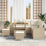 Juego de Sofá de Jardín de 8 Piezas con Cojines Beige Ratán Sintético Acacia de , Sofás de exterior - Ref: Foro24-3363956, Pr...