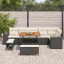 Conjunto de Sofás de Jardín de 9 Piezas con Cojines Ratán Poli Negro Acacia de , Sofás de exterior - Ref: Foro24-3363965, Pre...