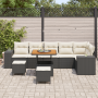 Juego de Sofá de Jardín de 9 Piezas con Cojines Ratán Poly Negro Acacia de , Sofás de exterior - Ref: Foro24-3363970, Precio:...