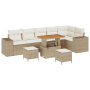 Conjunto de Sofá de Jardín de 9 Piezas con Cojines Beige Poliratán Acacia de , Sofás de exterior - Ref: Foro24-3363976, Preci...