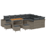Conjunto de Sofás de Jardín de 13 Piezas con Cojines Gris de Poliratán y Acacia de , Sofás de exterior - Ref: Foro24-3364003,...