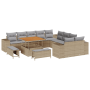 Set de Sofá de Jardín de 13 Piezas con Cojines Beige Ratan Acacia de , Sofás de exterior - Ref: Foro24-3364007, Precio: 954,8...