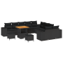 Conjunto de sofá de jardín de 13 piezas con cojines negro poliratán acacia de , Sofás de exterior - Ref: Foro24-3364009, Prec...