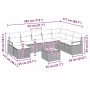 Conjunto de sofá de jardín 9 pcs Marrón Poliratán