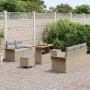 Conjunto de Sofá de Jardín de 8 Piezas con Cojines Beige de Ratán Poliéster Acacia de , Sofás de exterior - Ref: Foro24-33640...