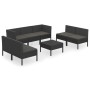 Gartenmöbelset 8-teilig und Kissen Kunststoff Rattan schwarz von vidaXL, Gartensets - Ref: Foro24-3094357, Preis: 599,68 €, R...