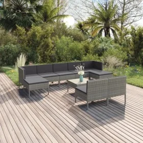 Gartenmöbel Set 10 Stück und Kissen Kunststoff Rattan grau von vidaXL, Gartensets - Ref: Foro24-3094554, Preis: 751,95 €, Rab...