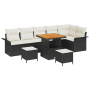 Conjunto de sofá de jardín de 9 piezas con cojines negro ratán de poliéster acacia de , Sofás de exterior - Ref: Foro24-33641...