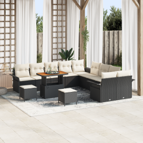 Juego de sofá de jardín de 13 piezas con cojines negro poliratán acacia de , Sofás de exterior - Ref: Foro24-3364145, Precio:...