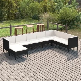 8-teiliges Gartenmöbel-Set und schwarze synthetische Rattankissen von vidaXL, Gartensets - Ref: Foro24-3094420, Preis: 756,15...