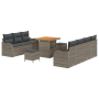 Conjunto de Sofás de Jardín de 10 Piezas con Cojines Gris Ratán Poliéster Acacia de , Sofás de exterior - Ref: Foro24-3364178...