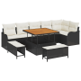 Conjunto de Sofá de Jardín de 9 Piezas con Cojines de Poliratán Negro Acacia de , Sofás de exterior - Ref: Foro24-3364225, Pr...