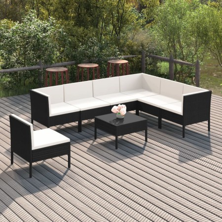 8-teiliges Gartenmöbel-Set und schwarze synthetische Rattankissen von vidaXL, Gartensets - Ref: Foro24-3094440, Preis: 770,54...