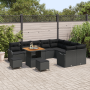 Juego de Sofá de Jardín de 12 Piezas con Cojines Negro Polirratán Acacia de , Sofás de exterior - Ref: Foro24-3364249, Precio...