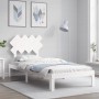 Weißer Massivholzbettrahmen mit Kopfteil 90x200 cm von vidaXL, Betten und Lattenroste - Ref: Foro24-3193712, Preis: 104,29 €,...