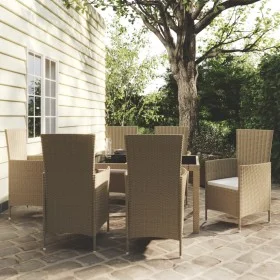 Garden dining set 7 pieces and beige synthetic rattan cushions by vidaXL, Garden sets - Ref: Foro24-3094904, Price: 514,29 €,...
