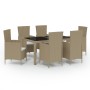 Garden dining set 7 pieces and beige synthetic rattan cushions by vidaXL, Garden sets - Ref: Foro24-3094904, Price: 529,36 €,...