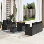 Conjunto de sofá de jardín de 8 piezas de con cojines negros de poliratán de acacia de , Sofás de exterior - Ref: Foro24-3364...