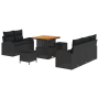 Conjunto de sofá de jardín de 8 piezas de con cojines negros de poliratán de acacia de , Sofás de exterior - Ref: Foro24-3364...