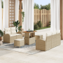 Juego de Sofás de Jardín de 8 Piezas con Cojines Beige Poliratán Acacia de , Sofás de exterior - Ref: Foro24-3364291, Precio:...